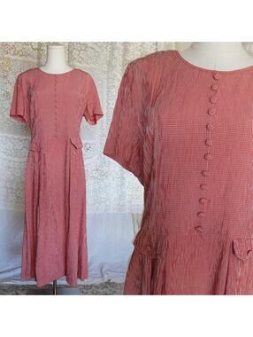 Vintage Talbots Petites Red Gingham Dress Classic Retro Cottage
